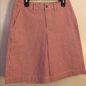 Boys Sz 12 Seersucker Red White Polo Shorts NWT